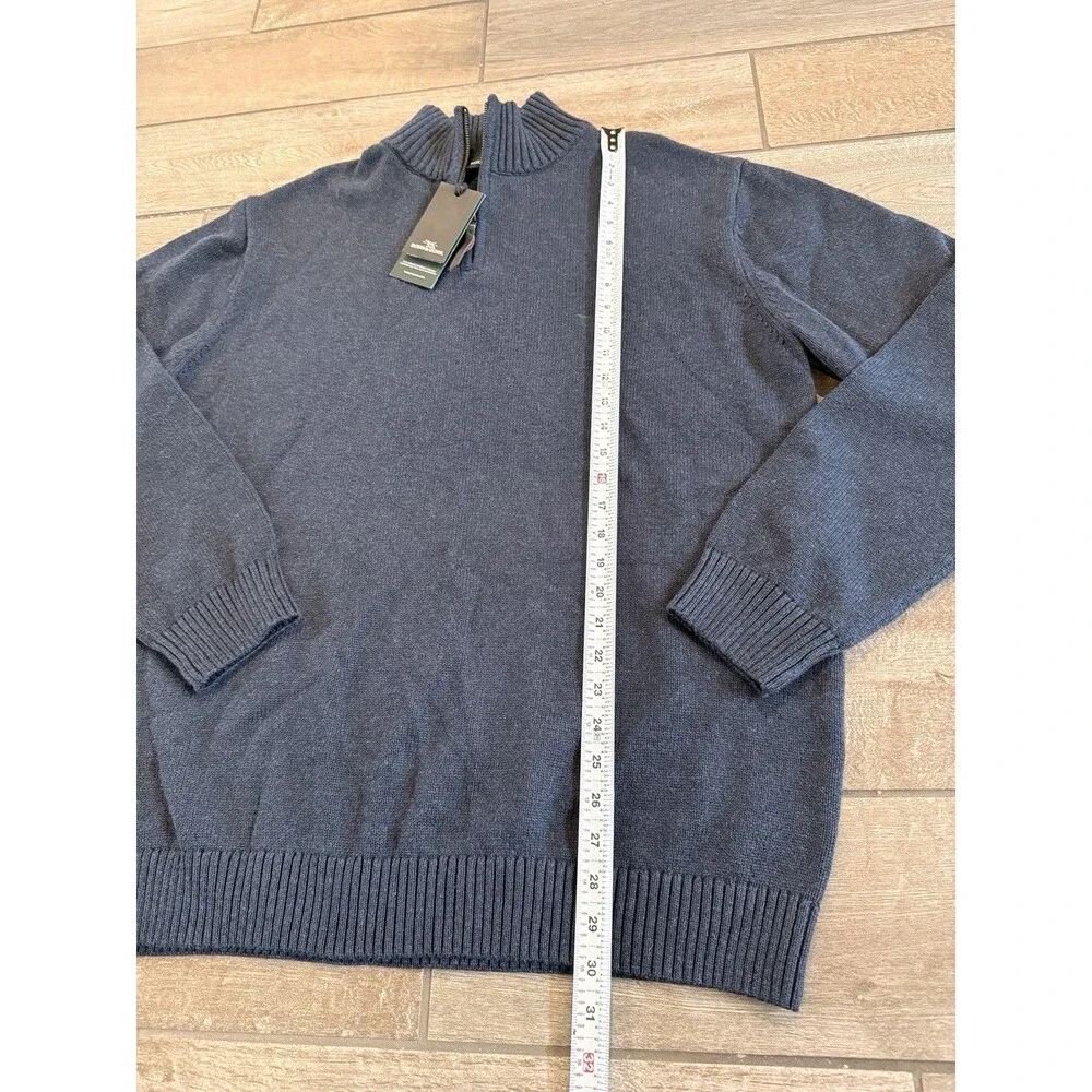 NWT Rodd&Gunn 1/4 Zip Mens 2XL Navy Half Zip 100% Cotton Casual Preppy